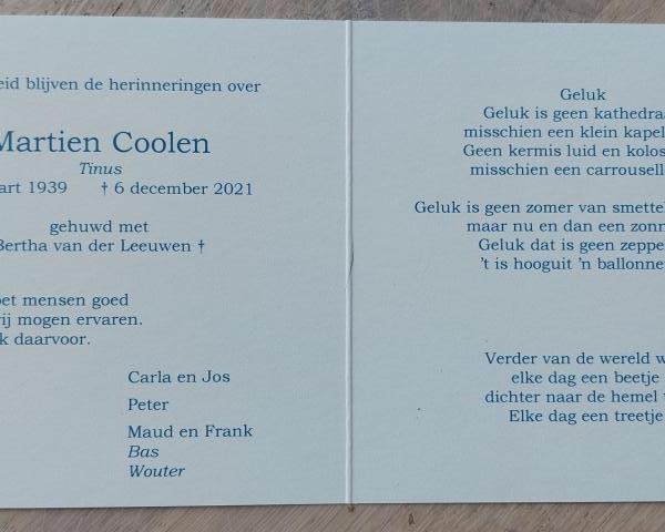 In memoriam Tinus Coolen